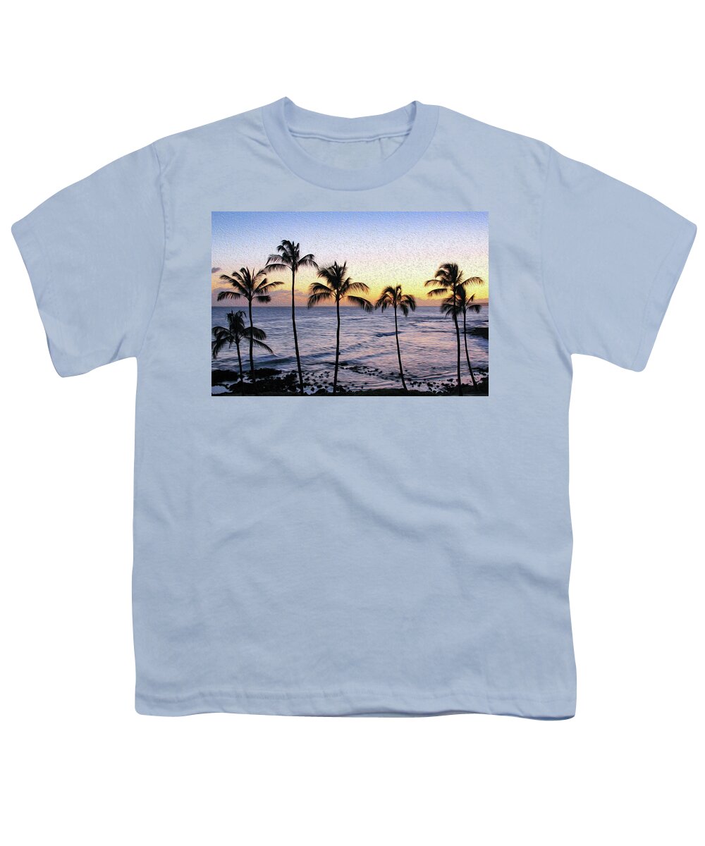Hawaii Youth T-Shirt featuring the photograph Poipu Palms Painting by Robert Carter