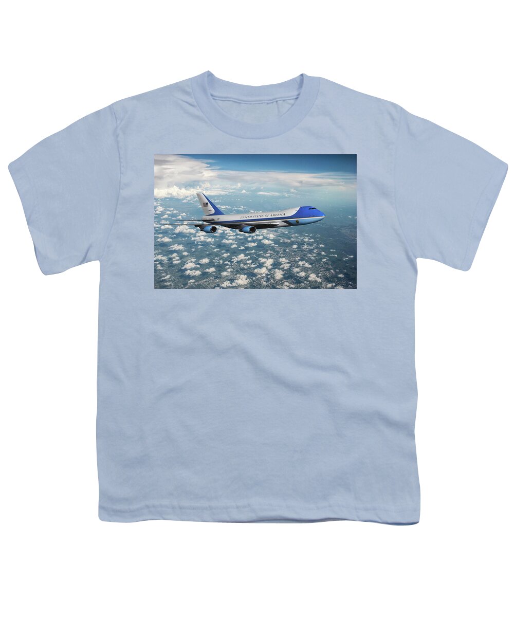 U.s. Air Force Youth T-Shirt featuring the mixed media Air Force One VC-25A by Erik Simonsen