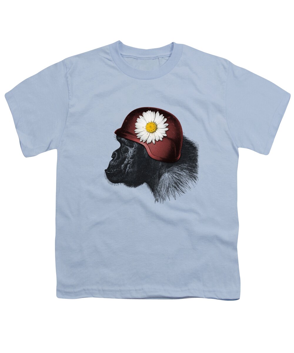 Chimp Youth T-Shirt featuring the digital art Funny Monkey Face by Madame Memento