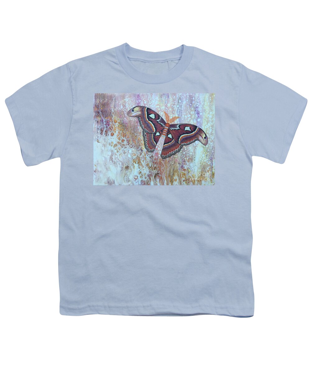 Moth Youth T-Shirt featuring the painting Atlas Silk Moth by Lucy Arnold