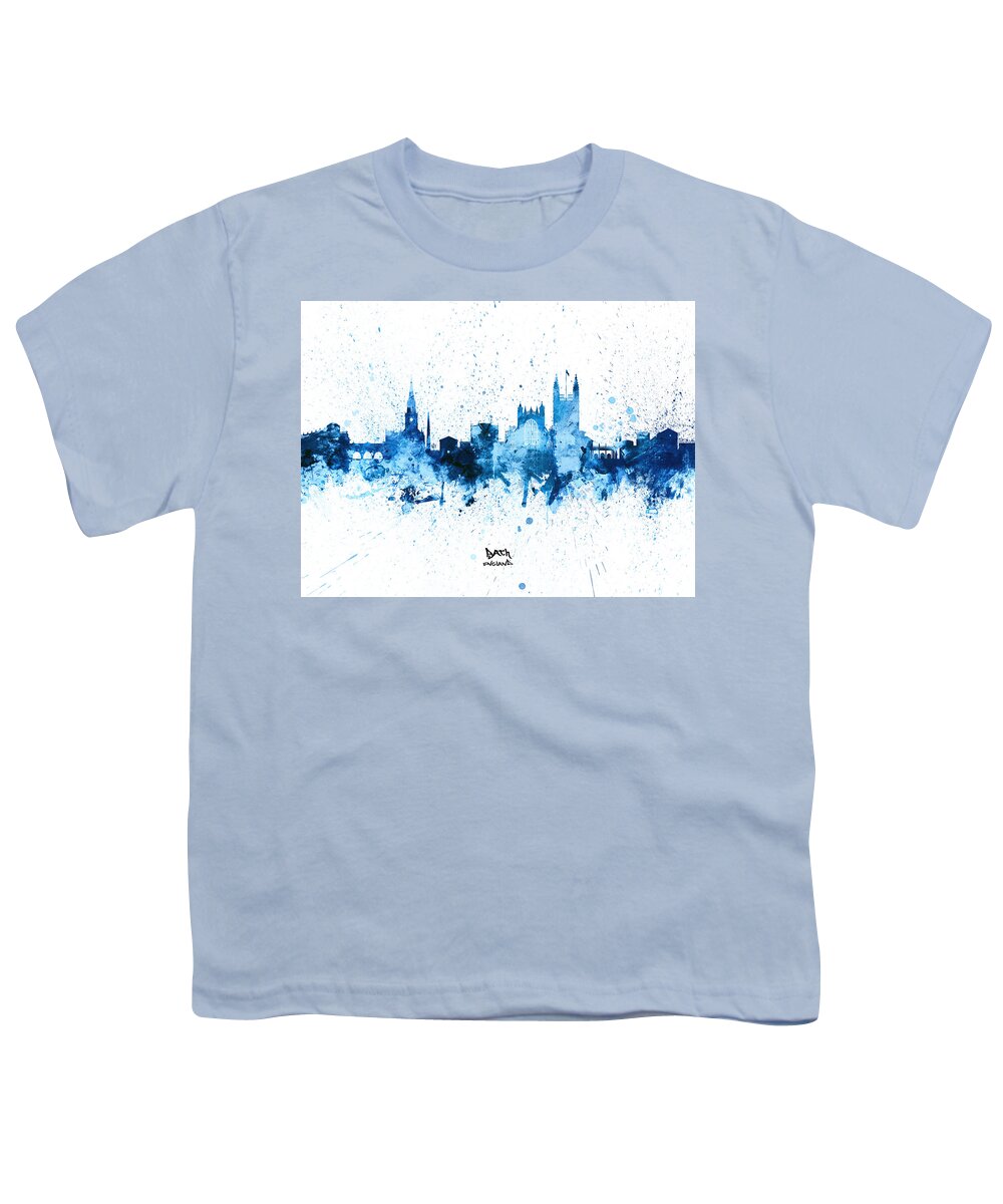 Bath Youth T-Shirt featuring the digital art Bath England Skyline Cityscape #33 by Michael Tompsett