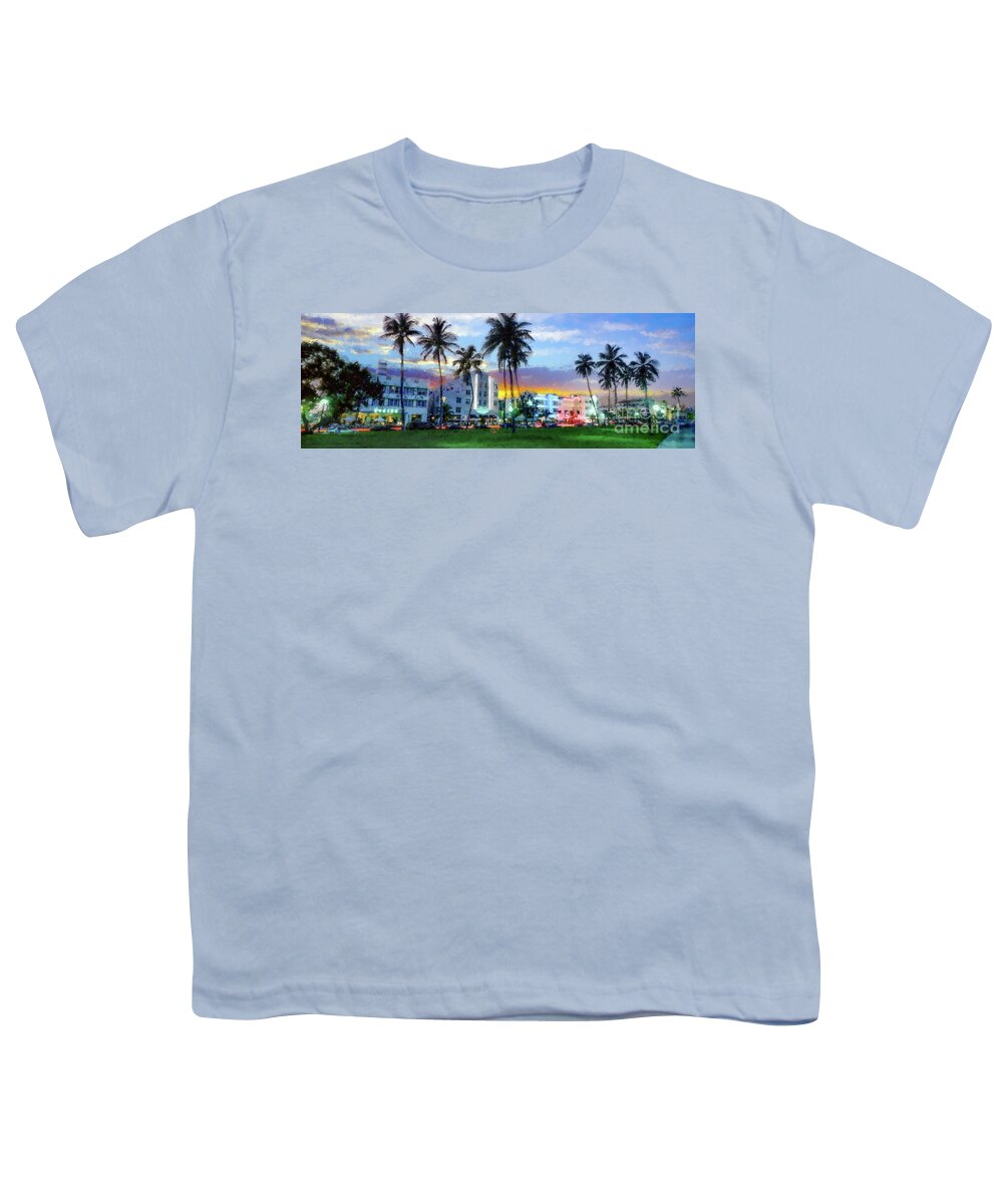 South Beach Youth T-Shirt featuring the mixed media Beautiful South Beach by Jon Neidert