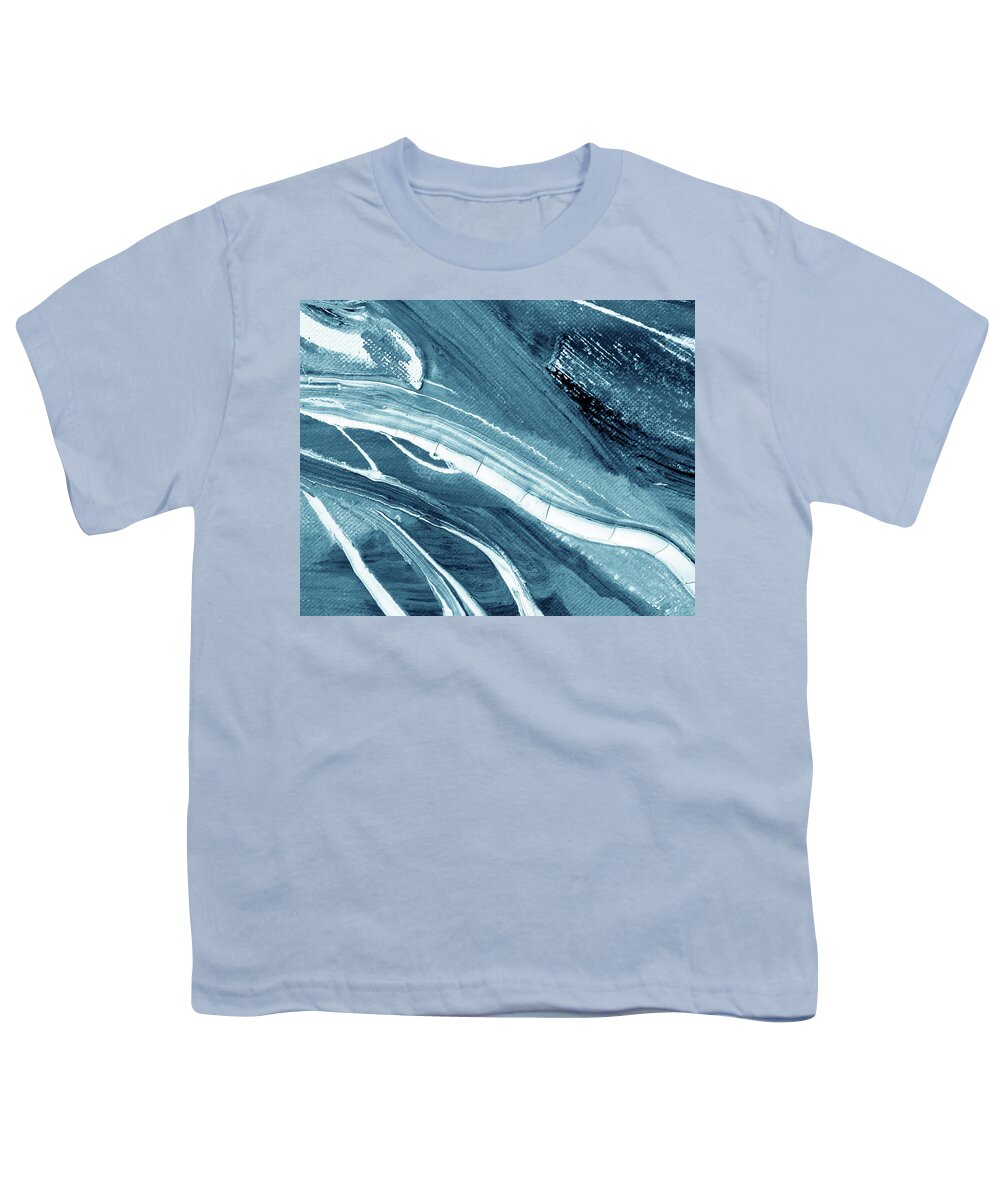 Teal Blue Youth T-Shirt featuring the painting Blue And Gorgeous Wave Of The Sea Beach House Ocean Art VIII by Irina Sztukowski