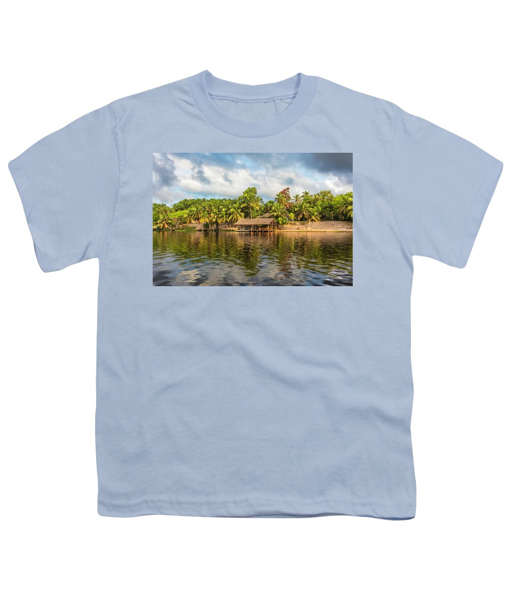 African Youth T-Shirt featuring the photograph Boathouse in the Palms by Debra and Dave Vanderlaan
