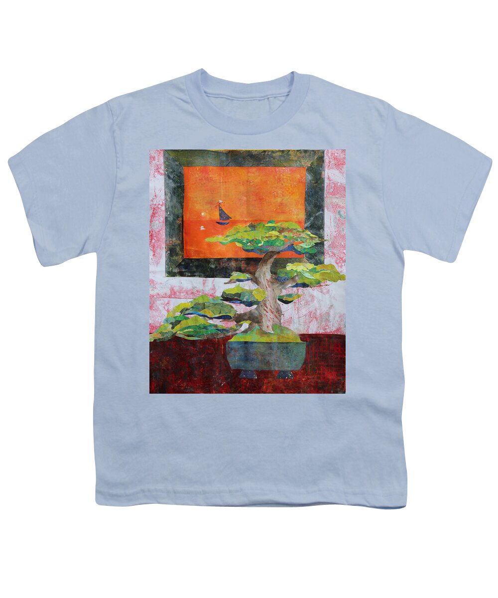 Tree Youth T-Shirt featuring the mixed media Bonsai by Ruth Kamenev