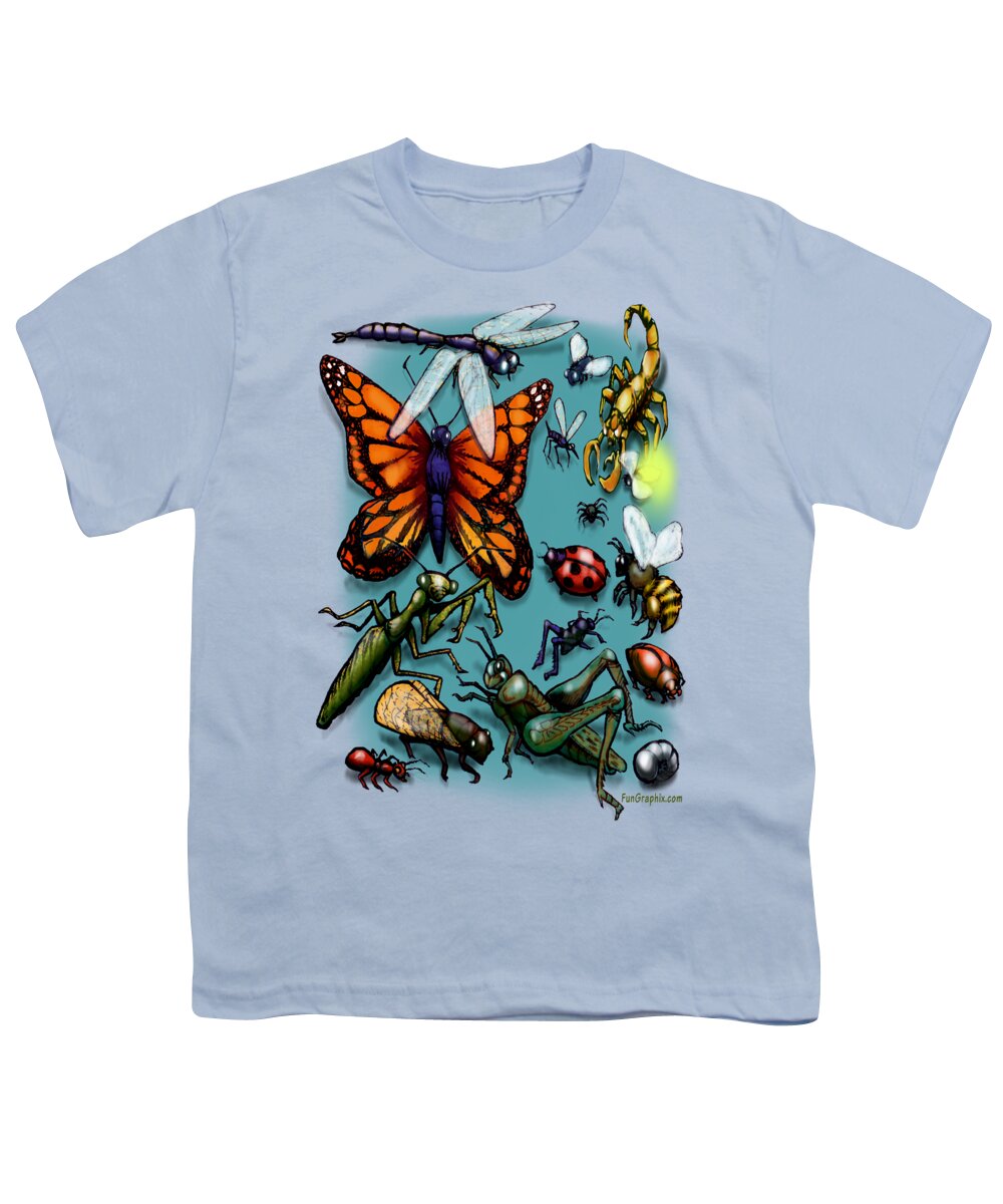Bug Youth T-Shirt featuring the painting Bugs by Kevin Middleton