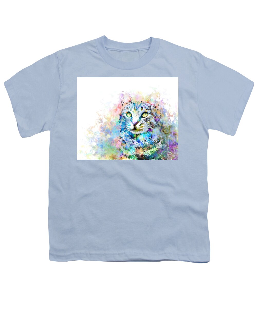 Cat Youth T-Shirt featuring the digital art Cat 674 by Lucie Dumas