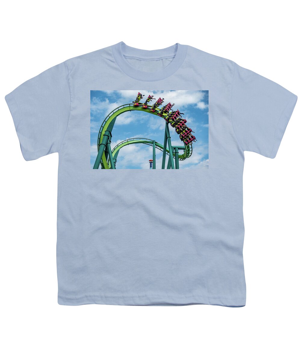 Cedar Point Youth T-Shirt featuring the photograph Cedar Point Raptor Roller Coaster 2021 by Dave Morgan