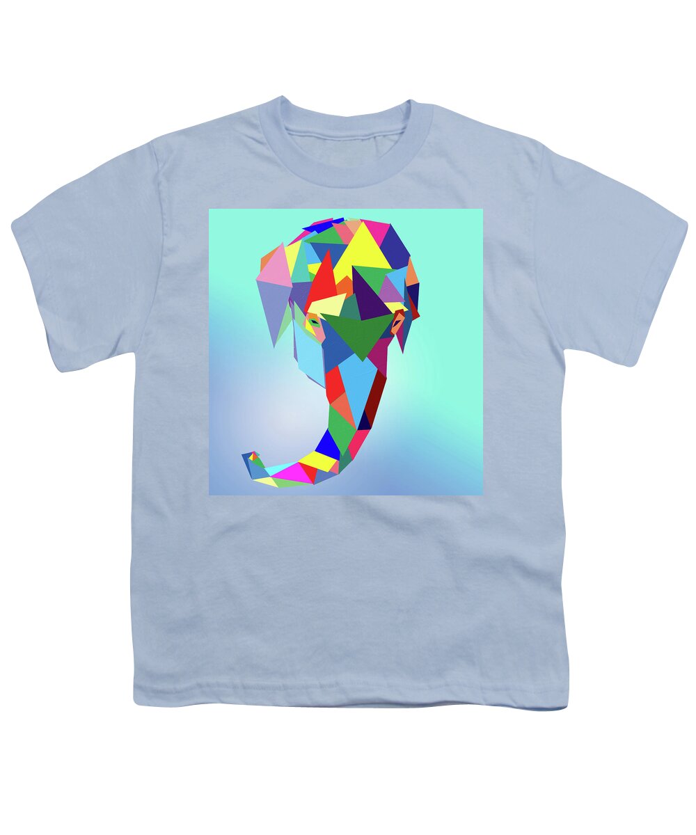Colorful Elephant Head Youth T-Shirt featuring the digital art Colorful Elephant Head by Dan Sproul