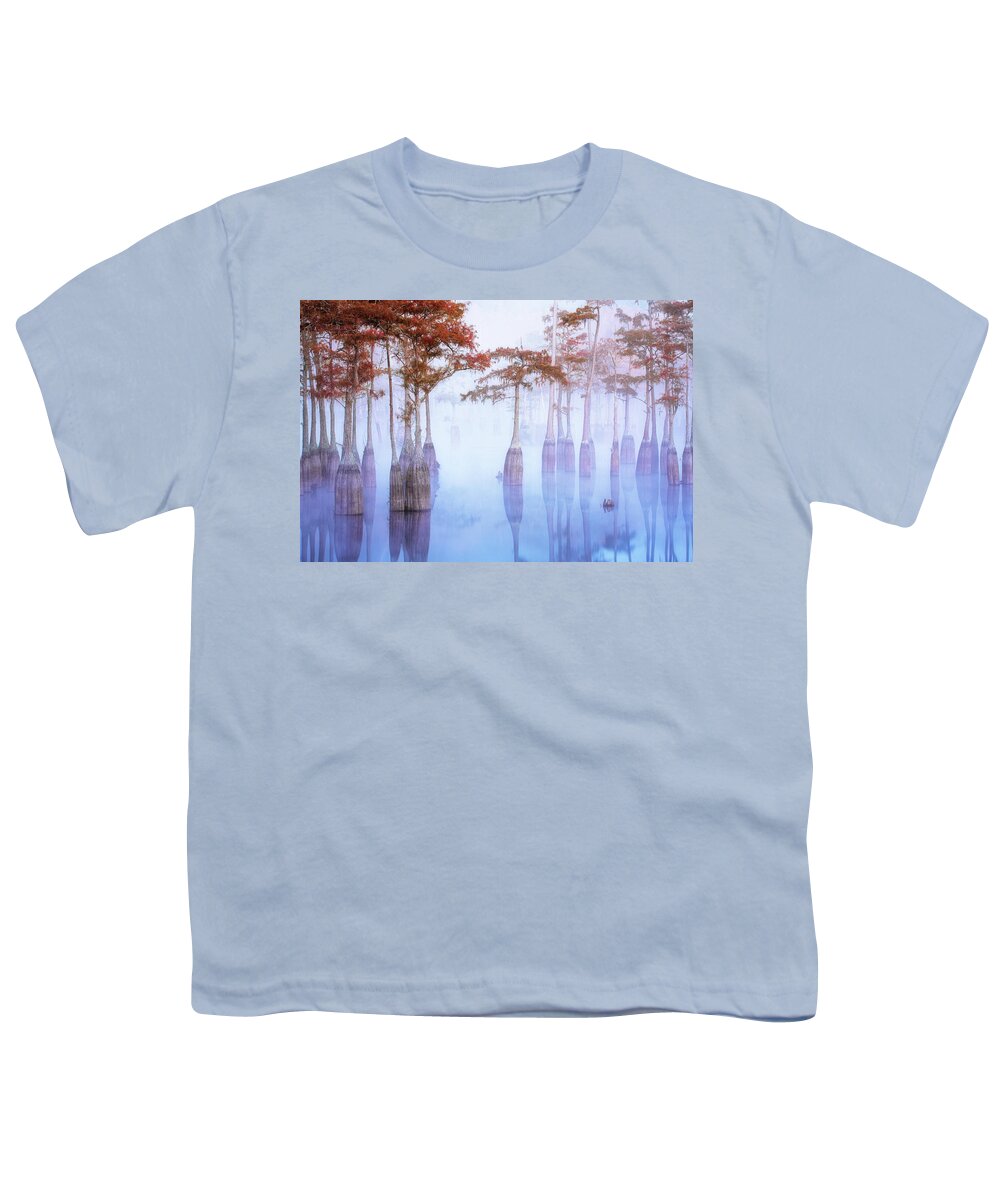 Abstract Youth T-Shirt featuring the photograph Cypress at Down with Fog by Alex Mironyuk