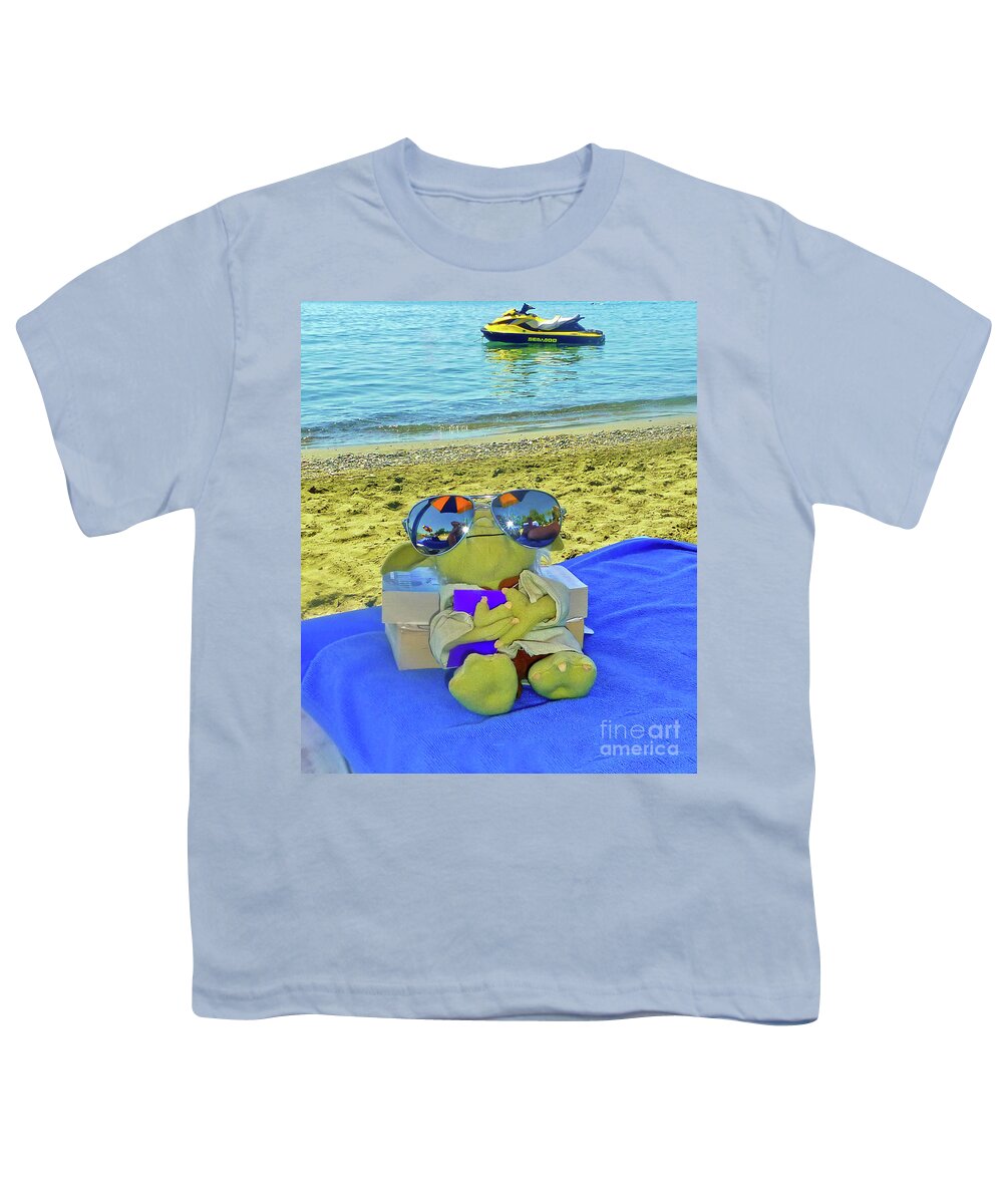 Digital Art Youth T-Shirt featuring the photograph Everyone needs a good book and a beach by Pics By Tony