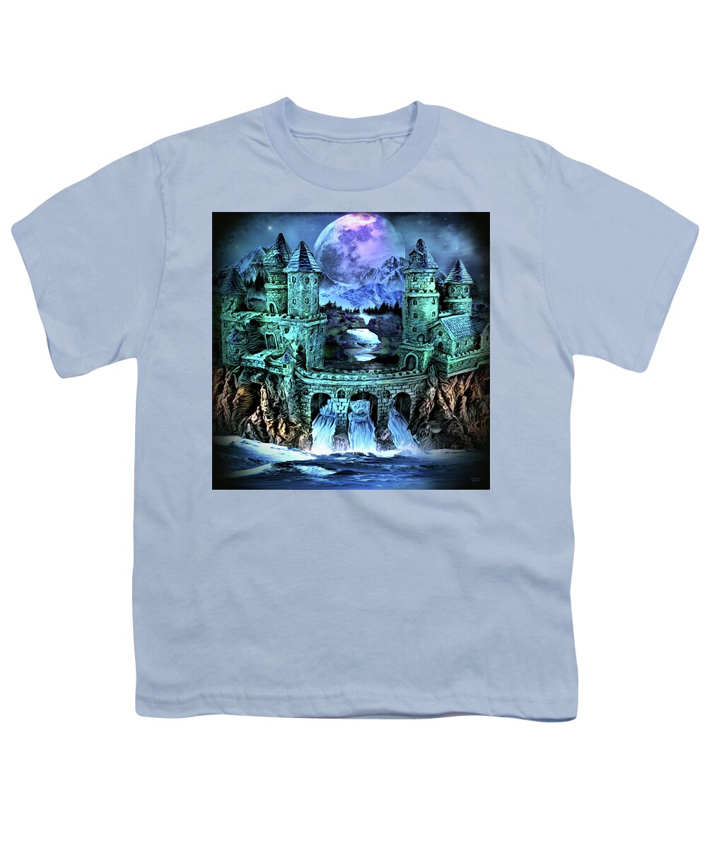 Art Youth T-Shirt featuring the digital art Far Away Castle by Artful Oasis