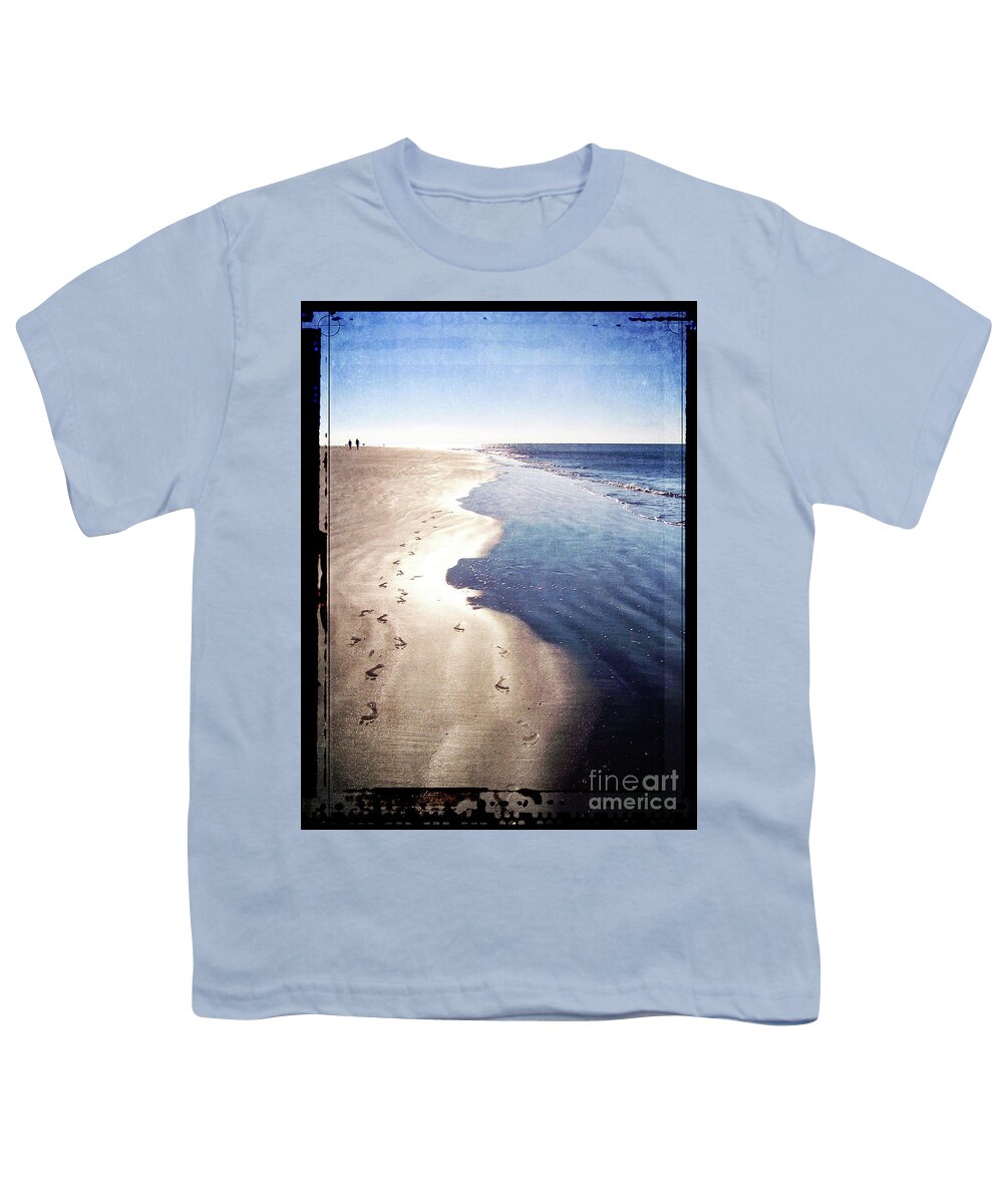 Hilton Head Island Youth T-Shirt featuring the digital art Footprints In The Sand by Phil Perkins