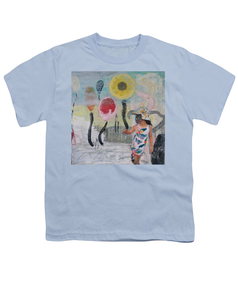 Balloons Youth T-Shirt featuring the mixed media Fun with Balloons by Suzanne Berthier