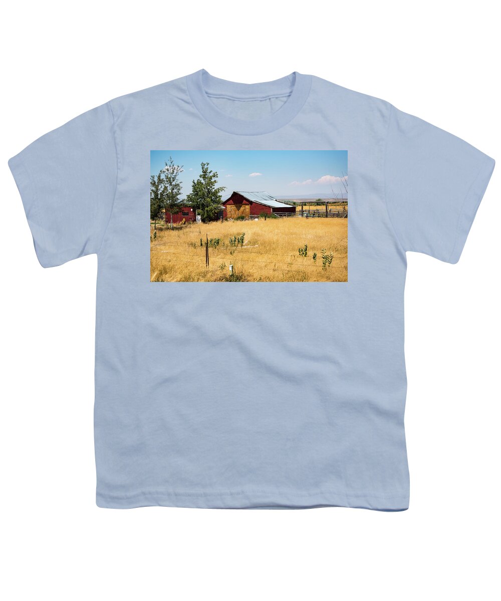 High Plains And Peeling Roof Youth T-Shirt featuring the photograph High Plains and Peeling Roof by Tom Cochran