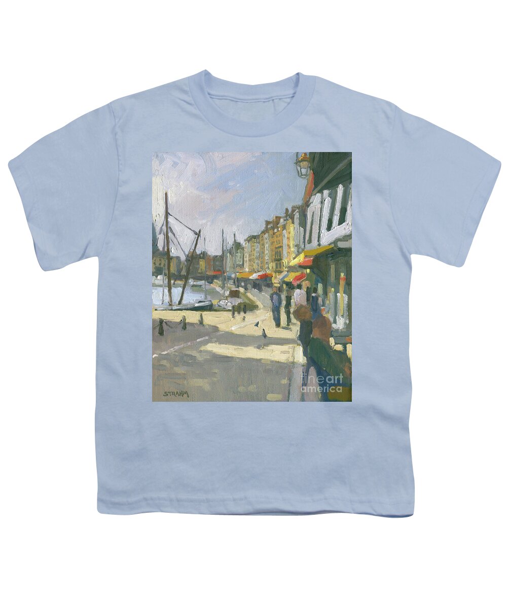 Honfleur Youth T-Shirt featuring the painting Honfleur, France by Paul Strahm