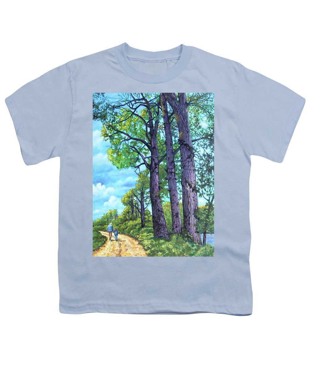 Old Man Youth T-Shirt featuring the painting Just A Walk With Ekon by John Lautermilch