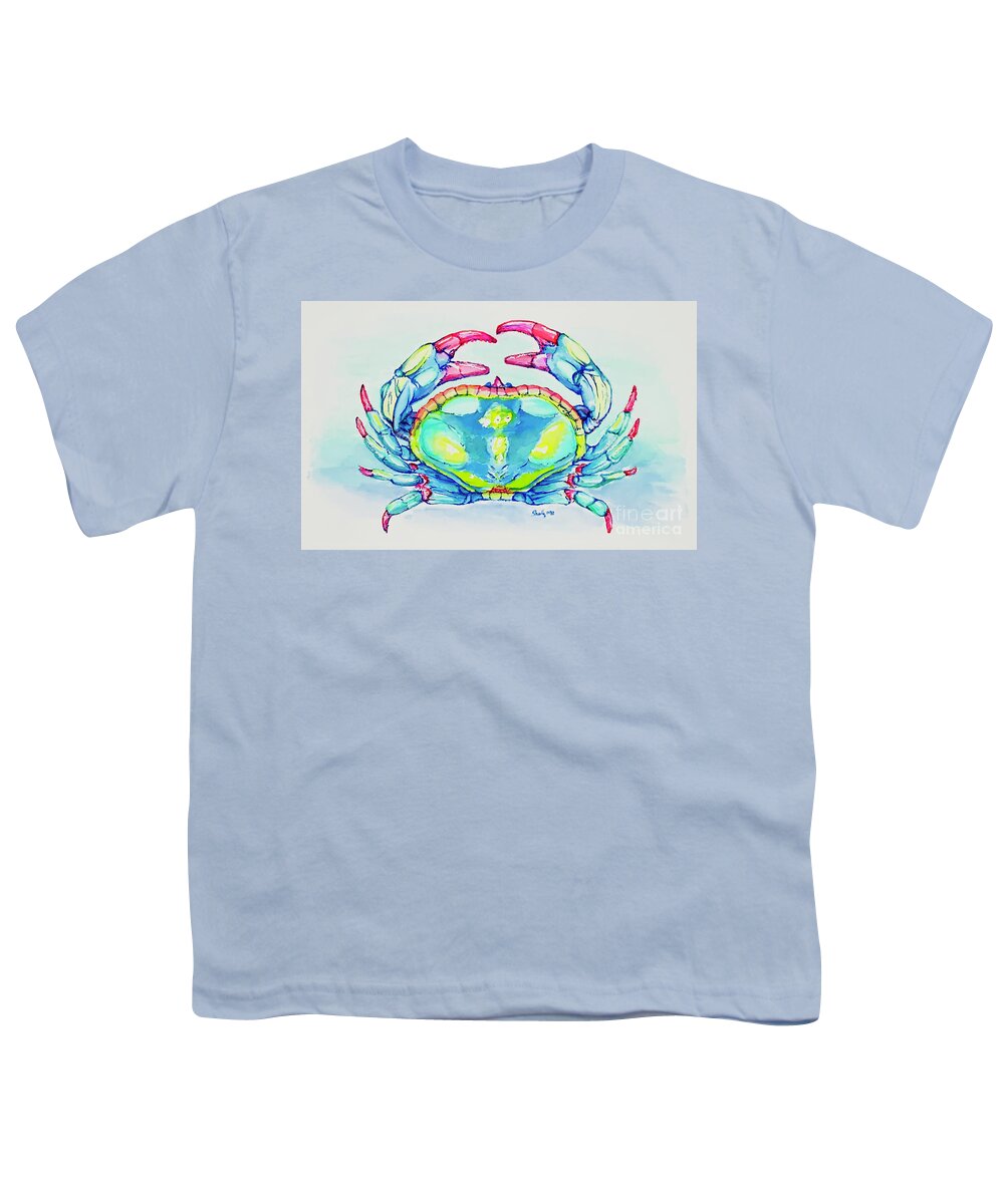 Crab Youth T-Shirt featuring the painting Key West Crab 2021 by Shelly Tschupp