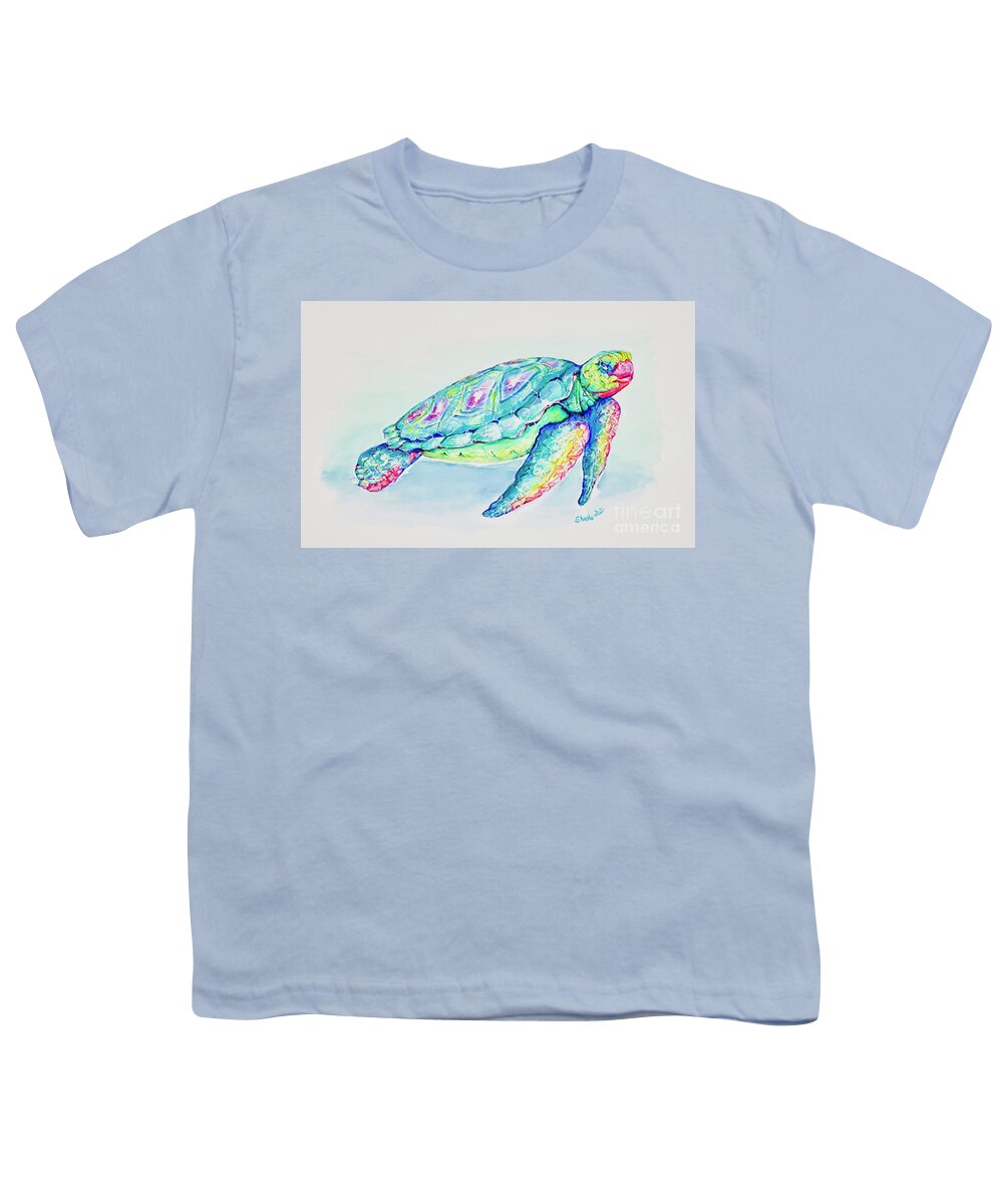 Turtle Youth T-Shirt featuring the painting Key West Turtle 2021 by Shelly Tschupp