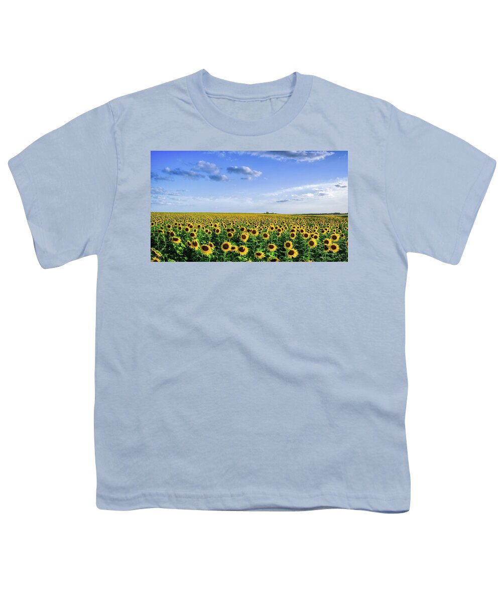 Sunflowers Youth T-Shirt featuring the photograph Large Sunflower Field by Robert Bellomy