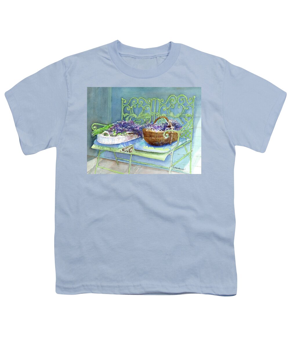 Lavender Painting Youth T-Shirt featuring the painting Lavender Harvest by Rebecca Matthews