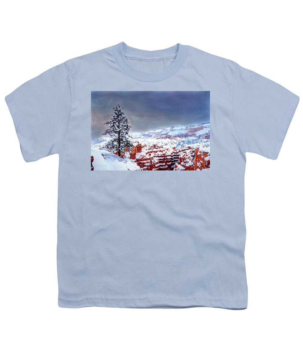 Bryce National Park Youth T-Shirt featuring the photograph Lone Pine in a Painted Sky - Bryce National Park by Wayne King