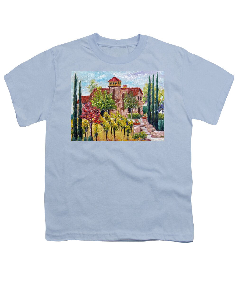 Lorimar Vineyard And Winery Youth T-Shirt featuring the painting Lorimar in Autumn by Roxy Rich