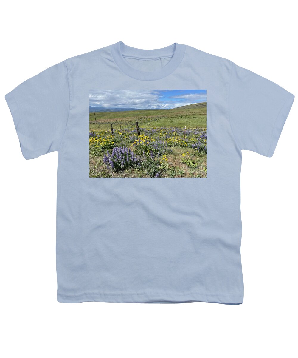 Wildflowers Youth T-Shirt featuring the photograph Lupines and Balsamroot Along the Road by Carol Groenen