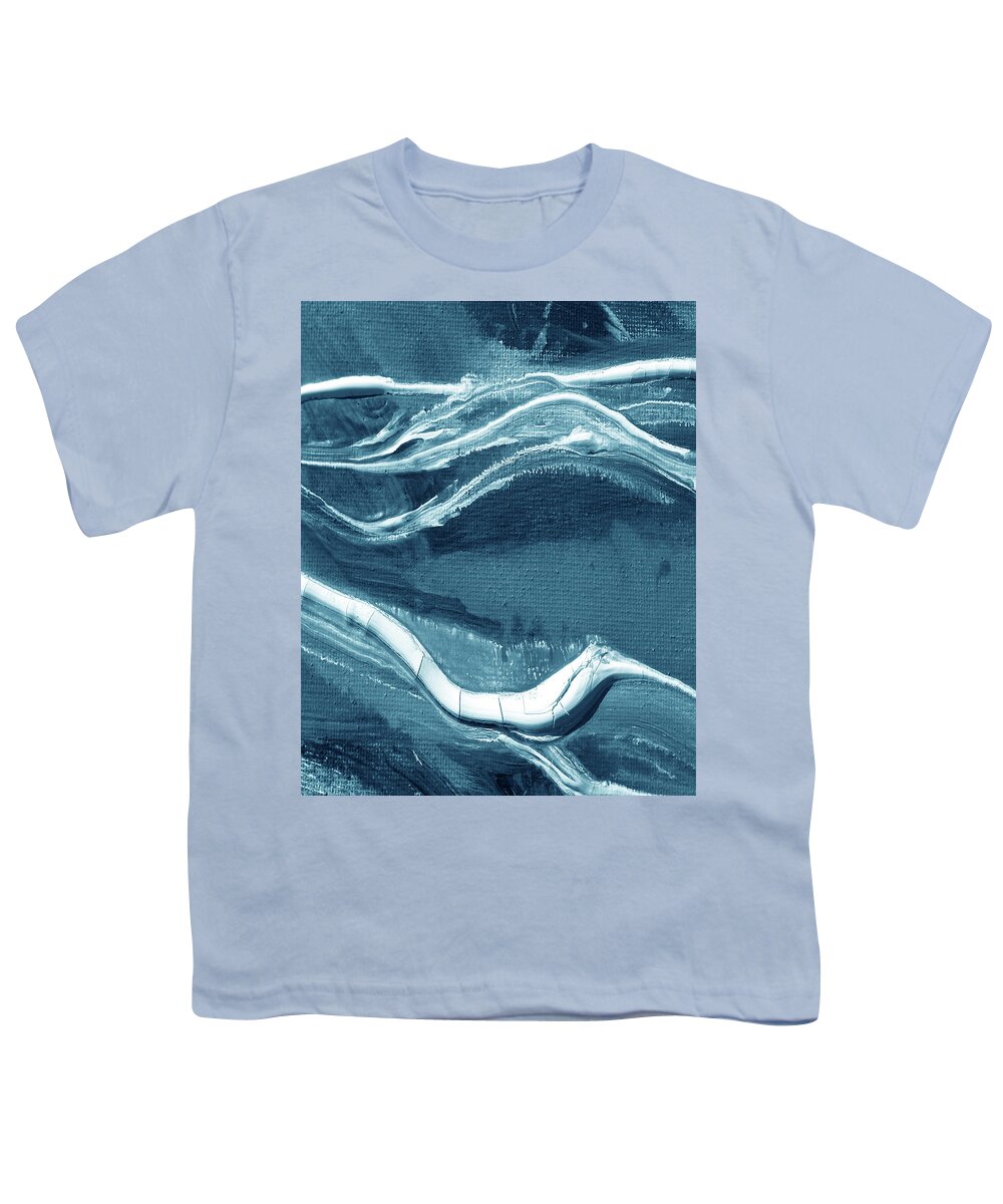 Teal Blue Youth T-Shirt featuring the painting Meditate On The Wave Peaceful Contemporary Beach Art Sea And Ocean Teal Blue X by Irina Sztukowski