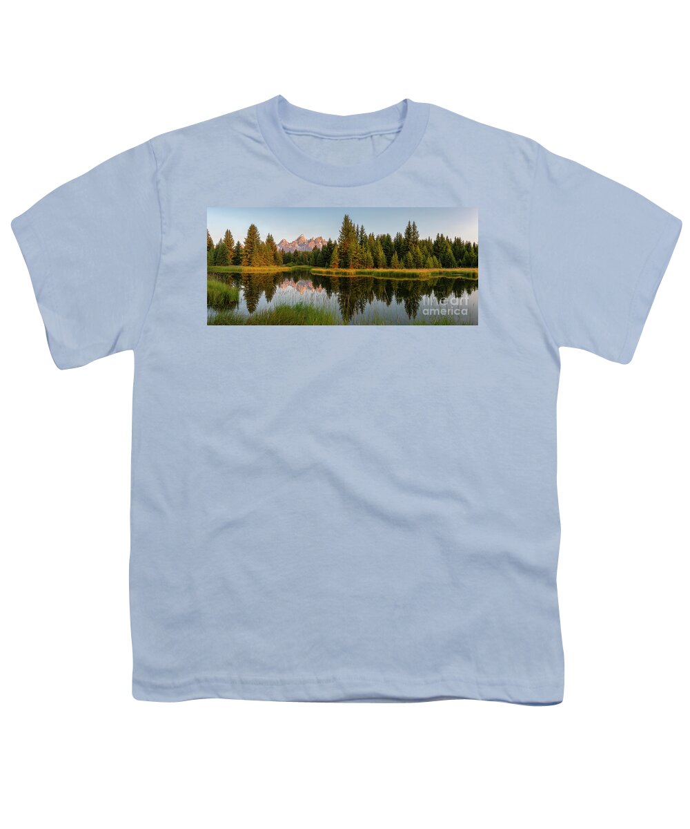 Morning Youth T-Shirt featuring the photograph Morning Reflection- Grand Teton National Park by Bret Barton