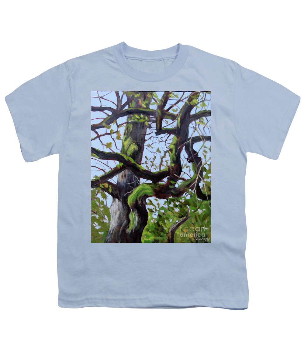 Northern California Youth T-Shirt featuring the painting Moss On Oaks 2 by Barbara Oertli