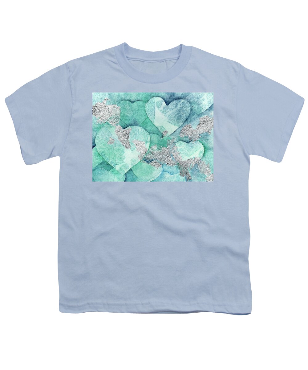 Heart Youth T-Shirt featuring the painting My Silver Valentine by Wendy Keeney-Kennicutt