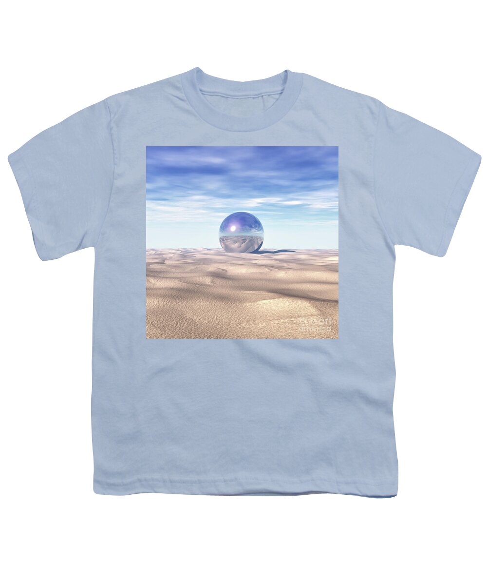 Digital Art Youth T-Shirt featuring the digital art Mysterious Sphere in Desert by Phil Perkins