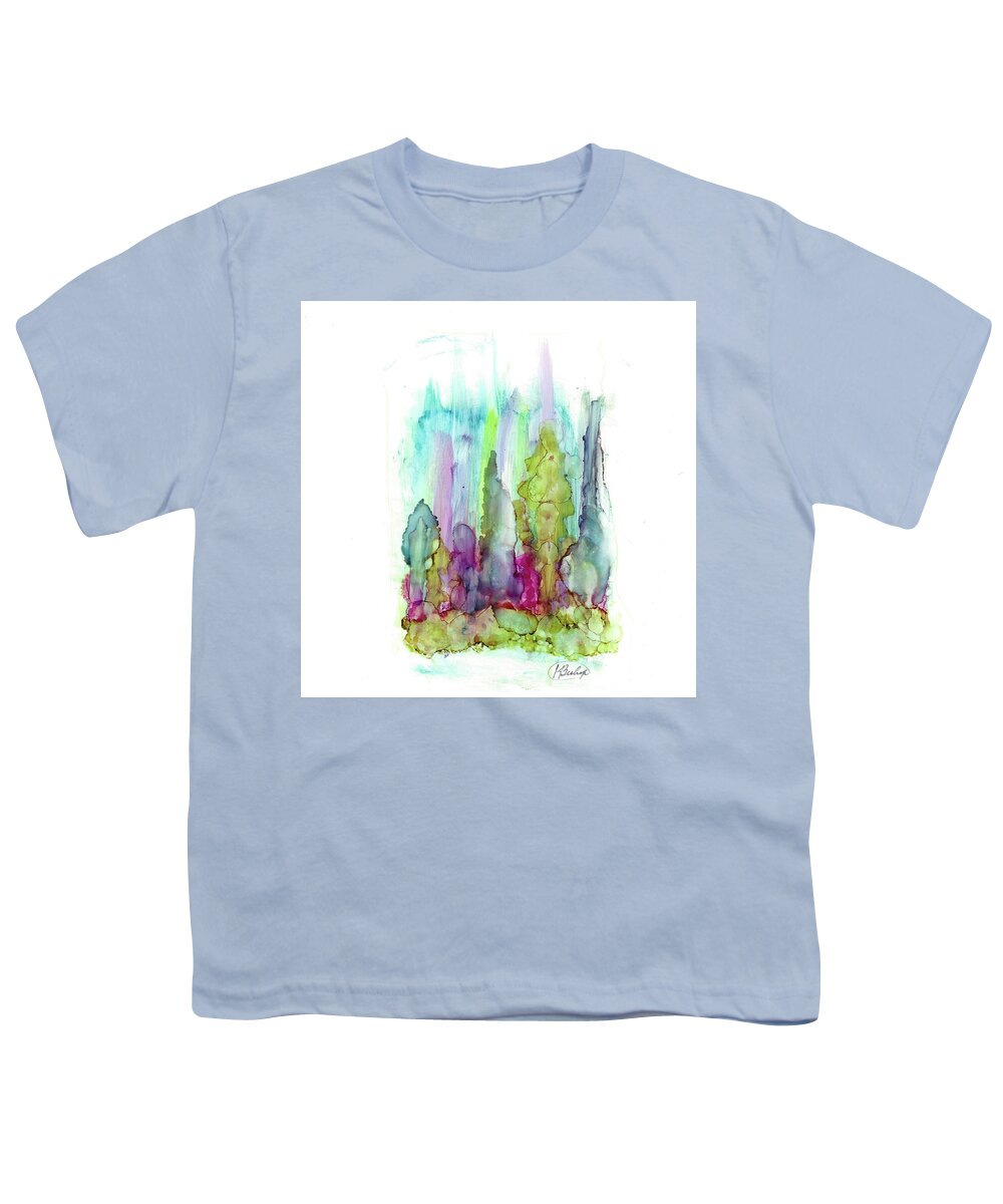 Landscape Youth T-Shirt featuring the painting Northern Lights by Katy Bishop