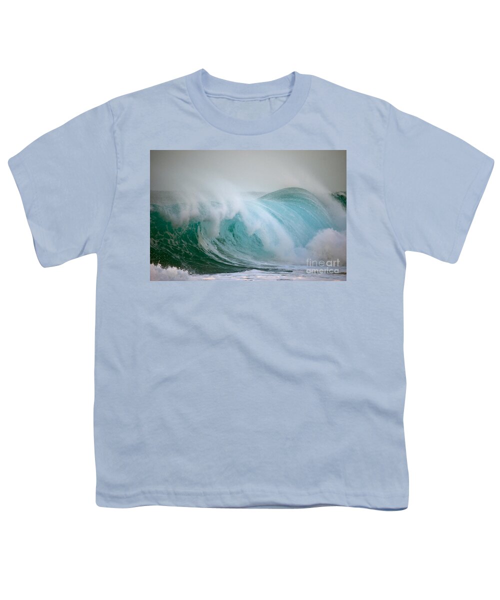 Polihale Beach Youth T-Shirt featuring the photograph Polihale Power Wave by Debra Banks