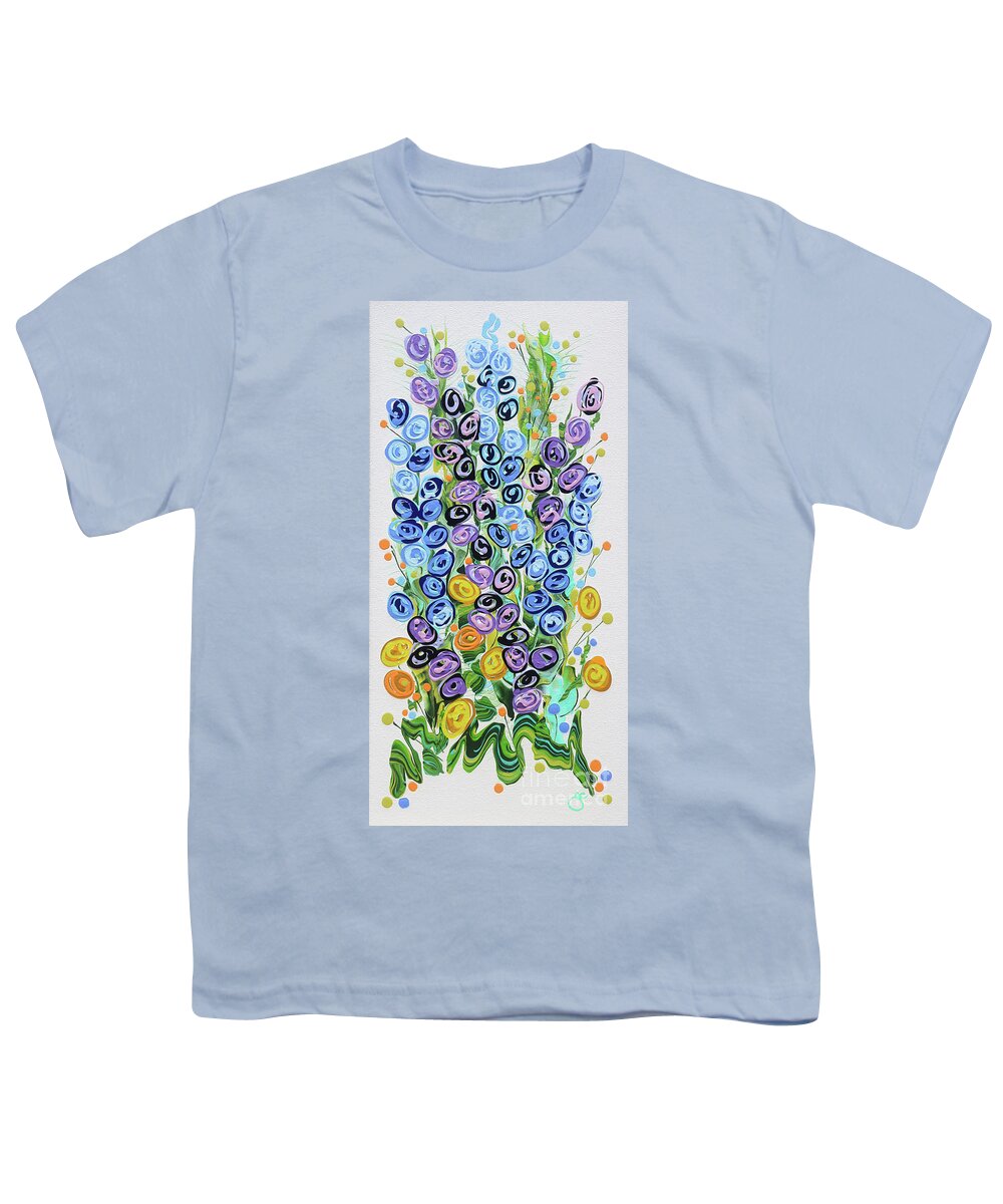 Fluid Acrylic Painting Youth T-Shirt featuring the painting Prom Flowers by Jane Crabtree