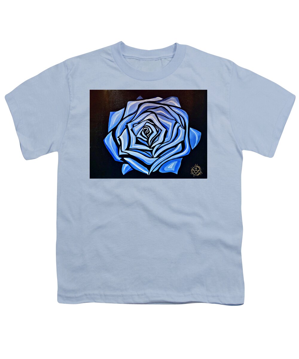  Youth T-Shirt featuring the painting Rosa Blu by Emanuel Alvarez Valencia