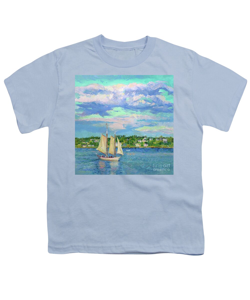 Gloucester Harbor Youth T-Shirt featuring the painting Sailing Gloucester Harbor by John McCormick