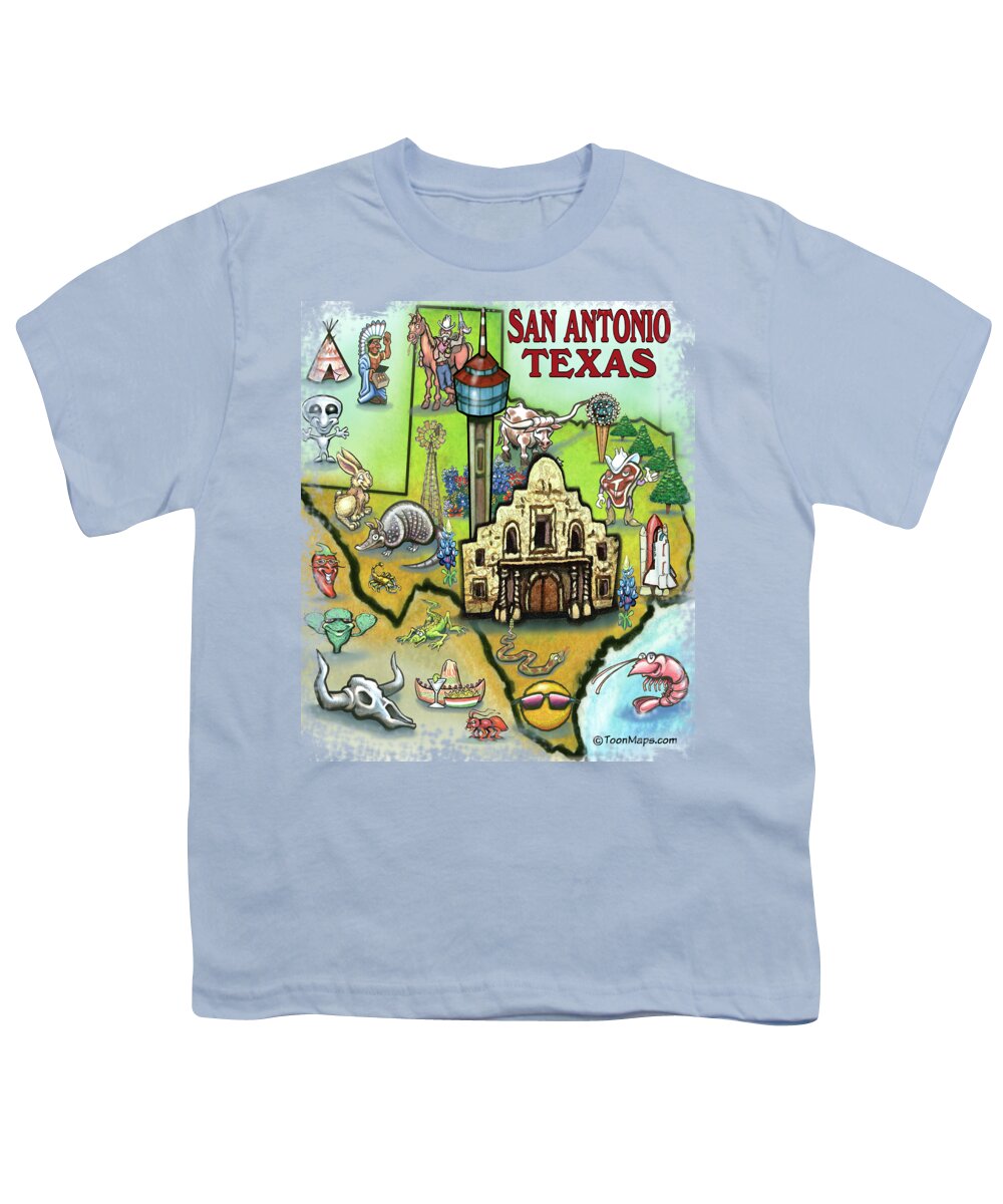 San Antonio Youth T-Shirt featuring the digital art San Antonio Texas by Kevin Middleton