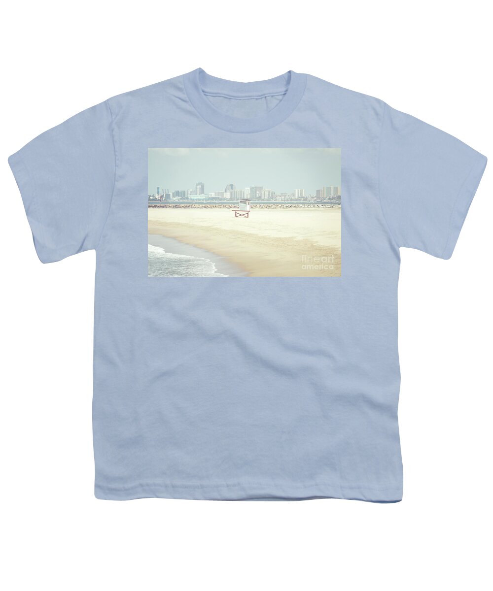 2015 Youth T-Shirt featuring the photograph Seal Beach LIfeguard Tower Three and Jetty Photo by Paul Velgos