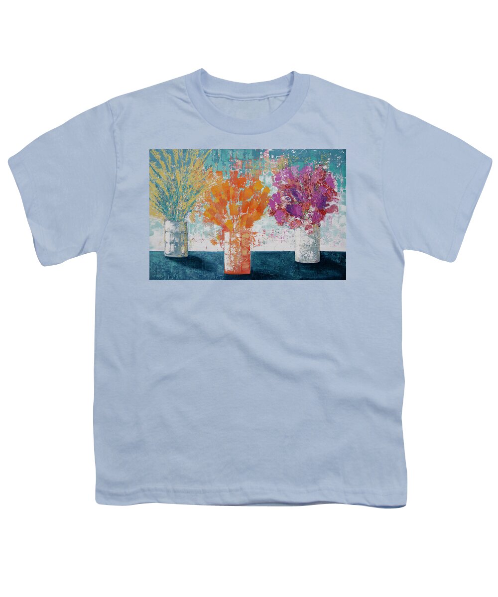 Floral Youth T-Shirt featuring the painting Sharing the Joy by Linda Bailey
