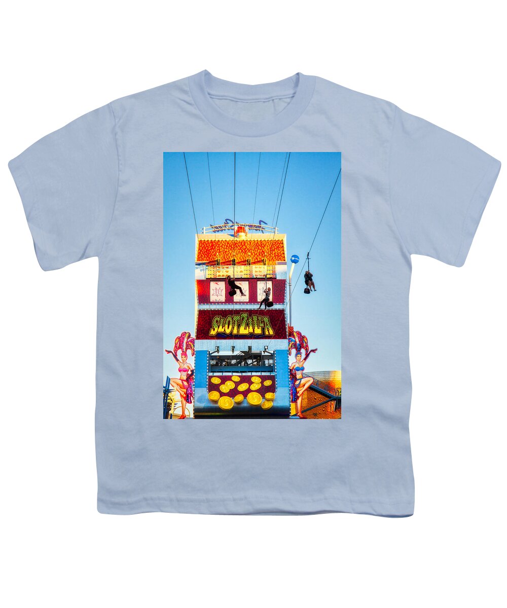 Slotzilla Youth T-Shirt featuring the photograph Slotzilla Zip Line Las Vegas by Tatiana Travelways