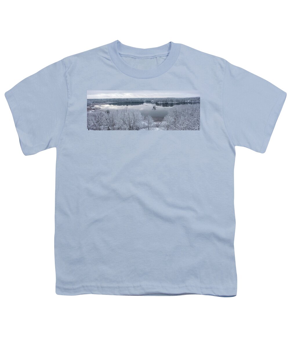 Maine Youth T-Shirt featuring the photograph Snowy reflections by David Bishop