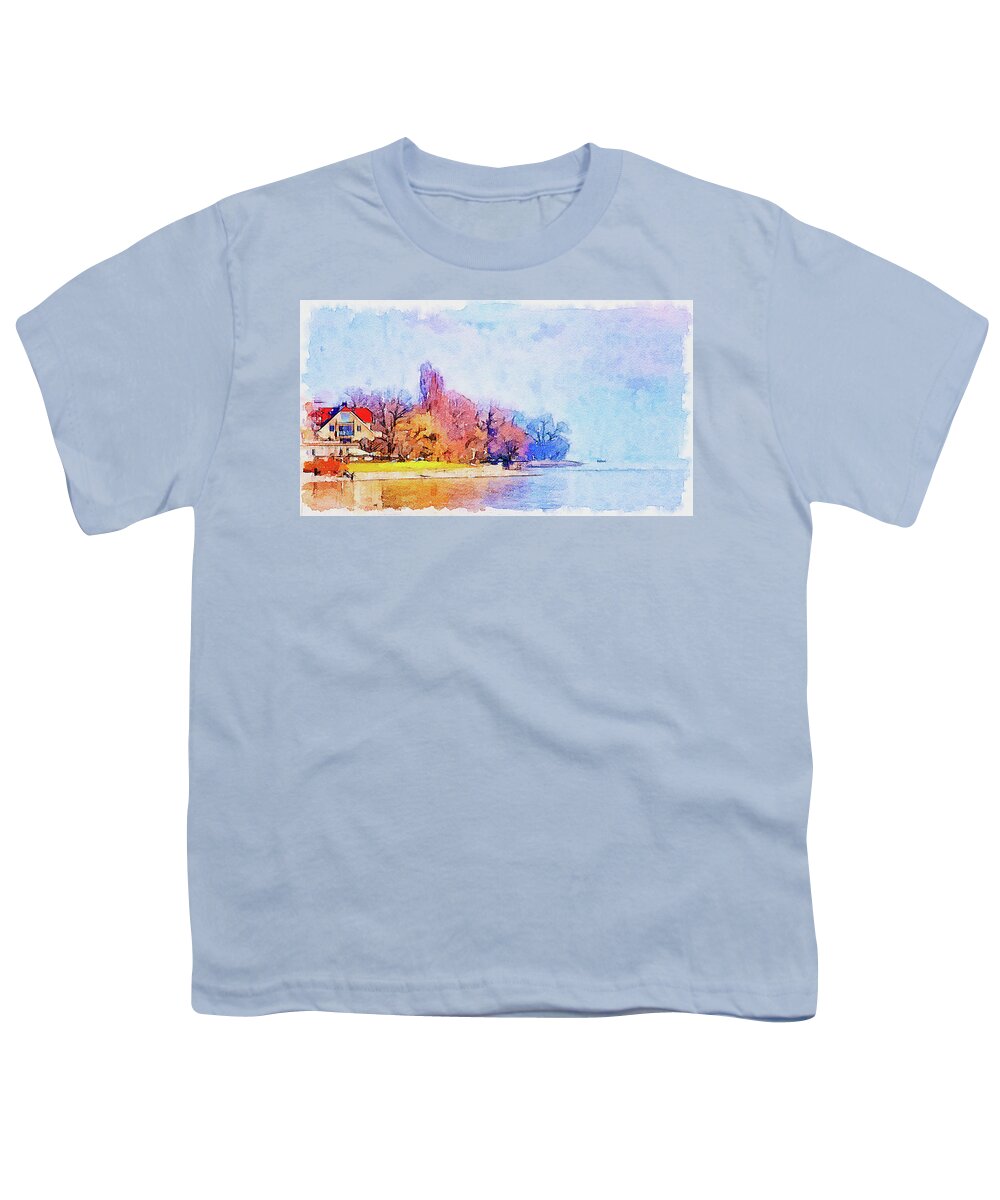 Spring Youth T-Shirt featuring the mixed media Spring beginning on Lake Constance by Tatiana Travelways