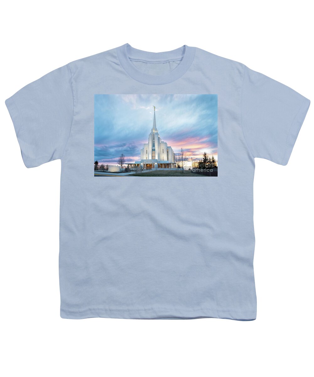 Architecture Youth T-Shirt featuring the photograph Spring Sunset - Rexburg Idaho Temple by Bret Barton