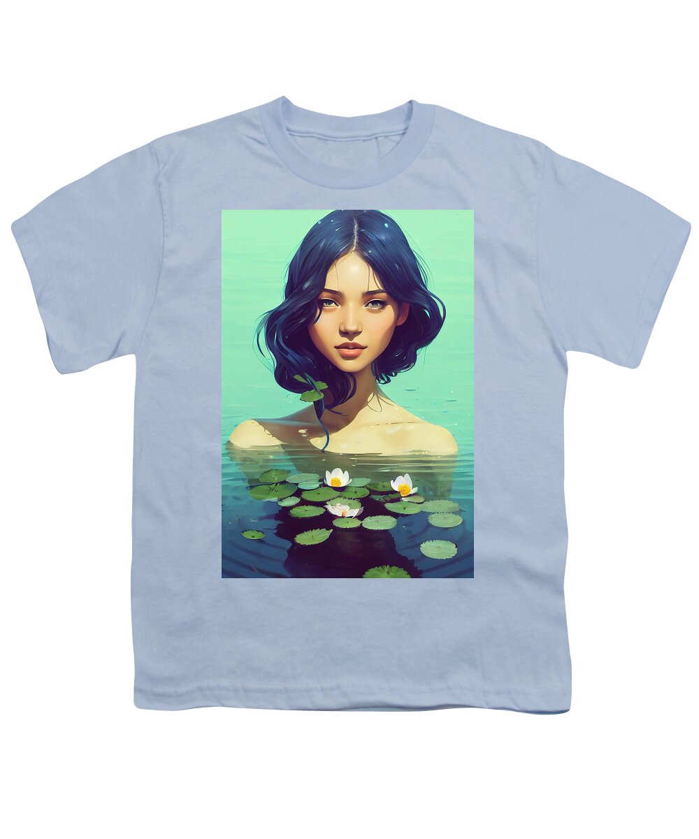 Girl Youth T-Shirt featuring the digital art Summer Swim by Nickleen Mosher