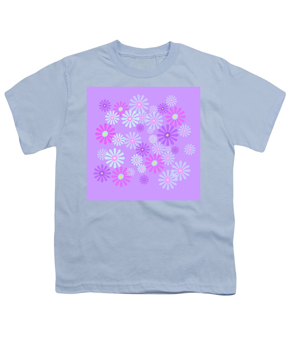 Pink Youth T-Shirt featuring the digital art Sweet Purple Daisies of Spring by Marianne Campolongo