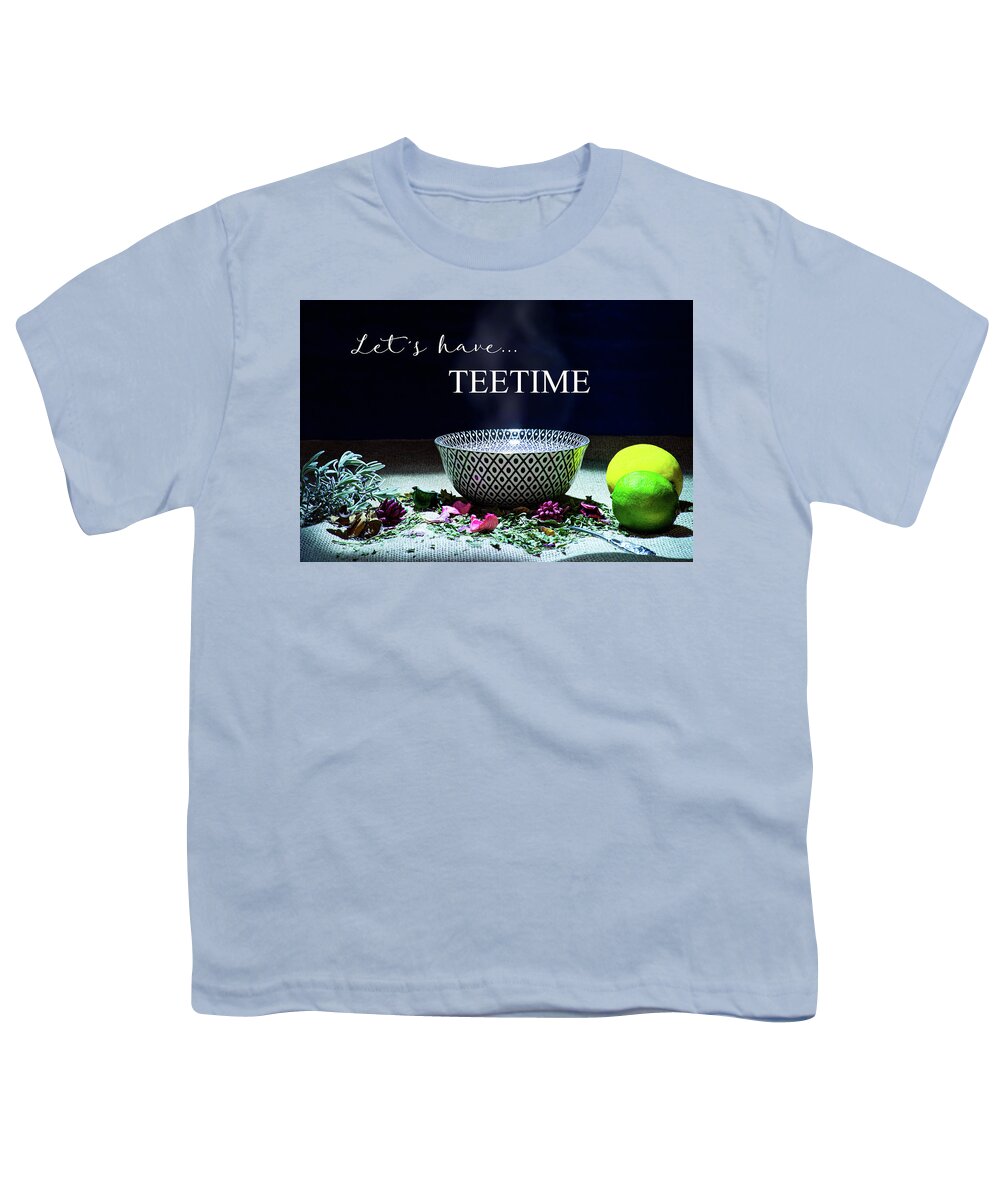 Inscription Youth T-Shirt featuring the photograph A drinking bowl with tea and herbs. #1 by Bernhard Schaffer