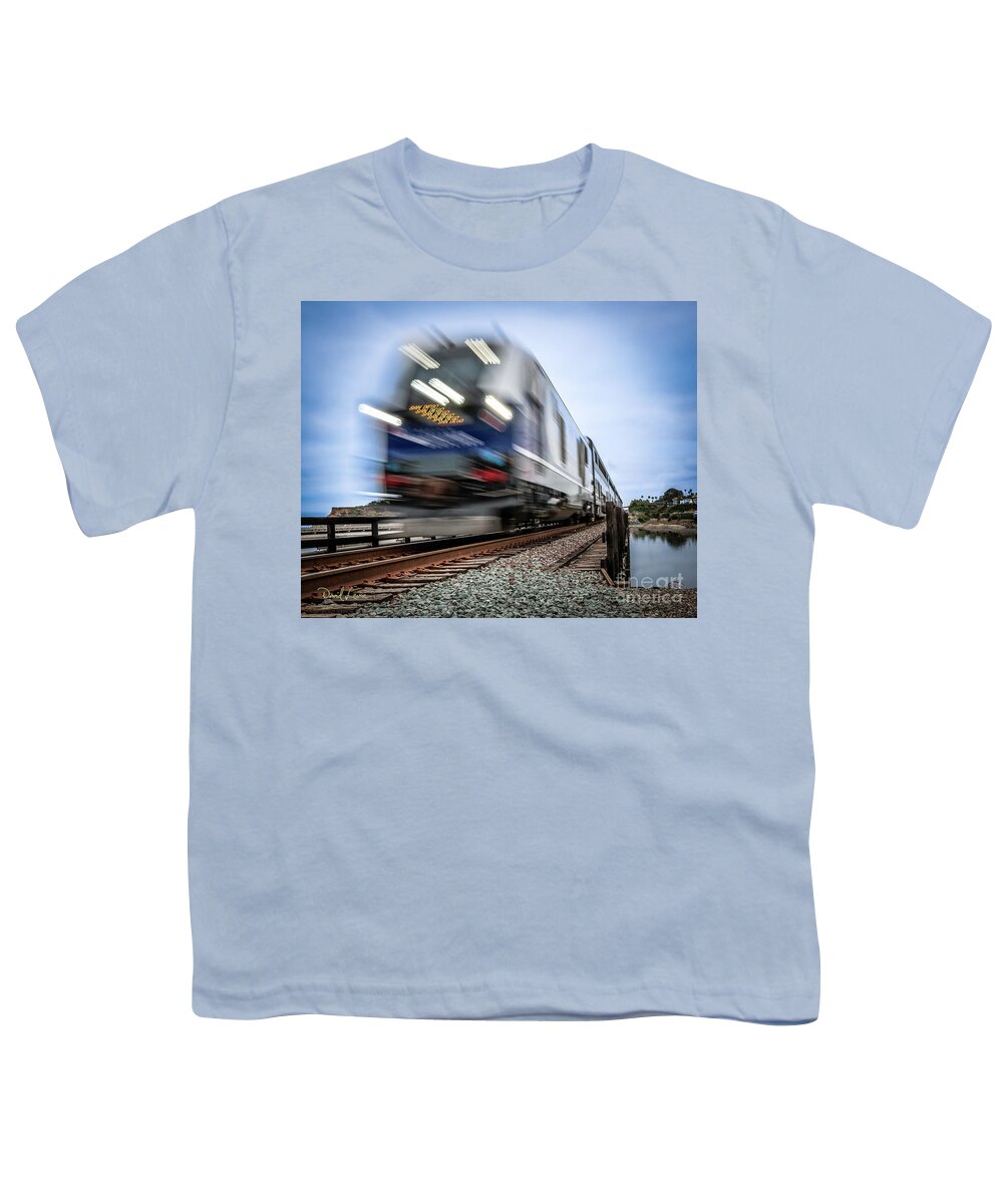 Amtrak Youth T-Shirt featuring the photograph The Amtrak Pacific Surfliner is On Time by David Levin