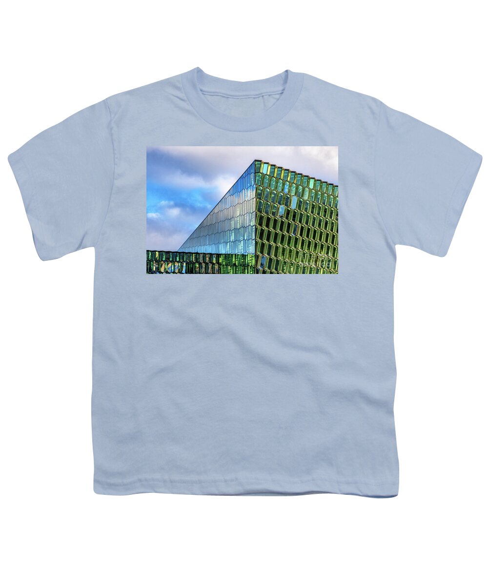 Architectural Youth T-Shirt featuring the photograph The Harpa Concert Hall and Conference Centre in Reykjavik by Jane Rix